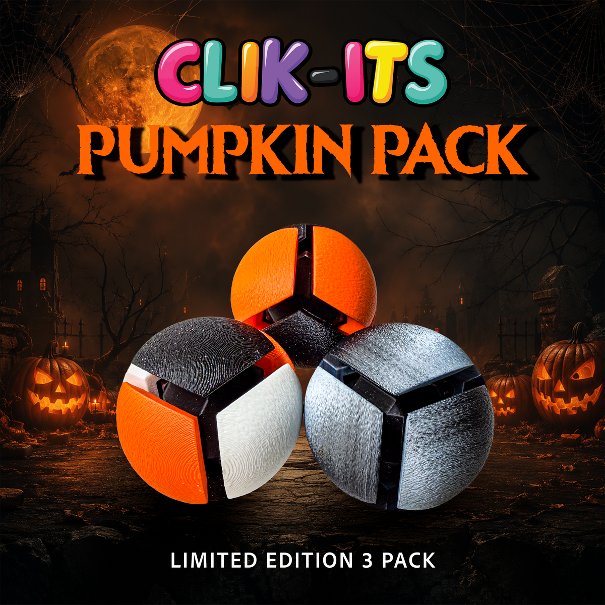 Clik-Its Fidget Ball - Halloween Pumpkin Pack